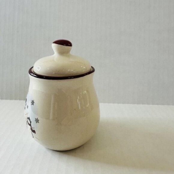 Royal Seasons Stoneware Sugar Bowl with Lid Snowman Snowflakes Christmas Holiday - Picture 2 of 9